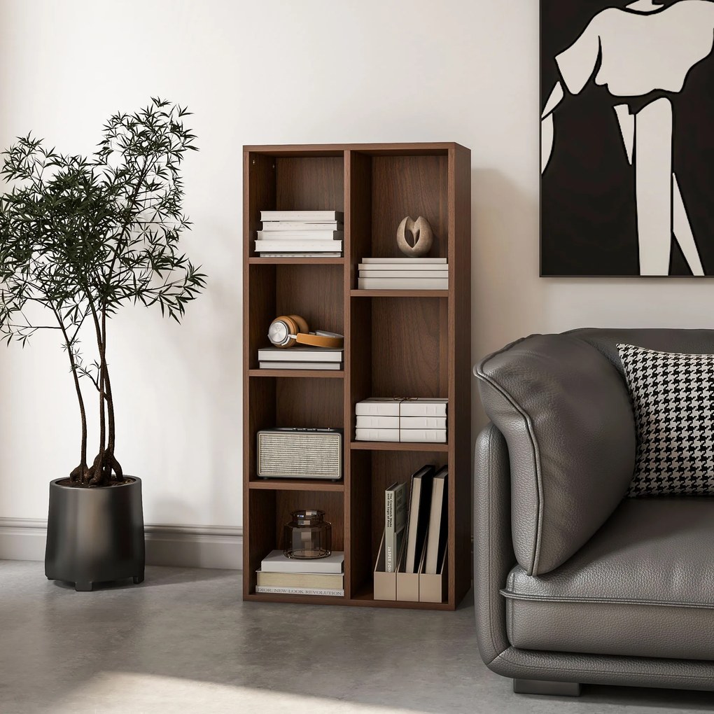 HOMCOM Bibliotecă cu 7 Suporturi Diferite, 50x24x106 cm, Maro Rustic | Aosom Romania