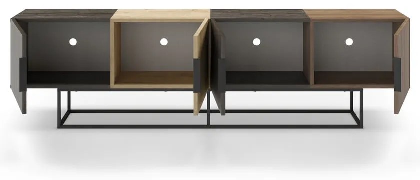 Masă TV în culoare naturală cu aspect de lemn de stejar 200x55 cm Titan – Marckeric