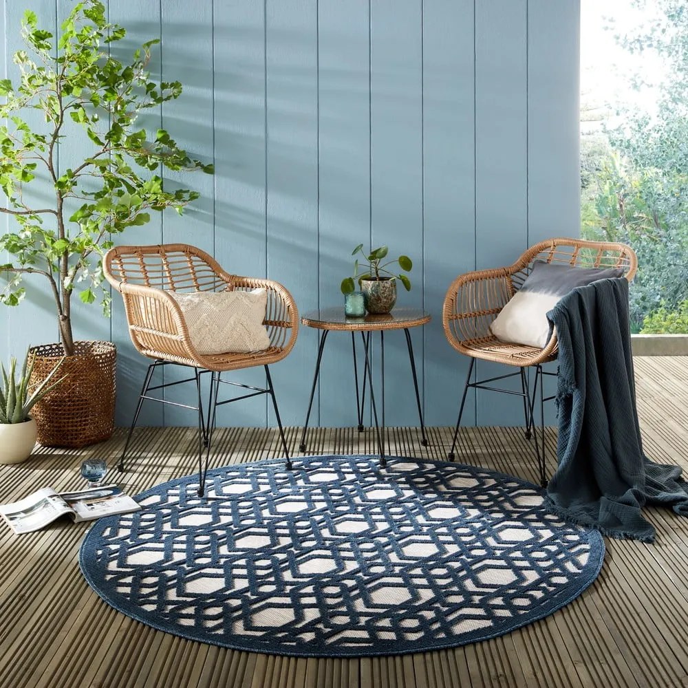 Covor de exterior albastru rotund ø 160 cm Oro - Flair Rugs