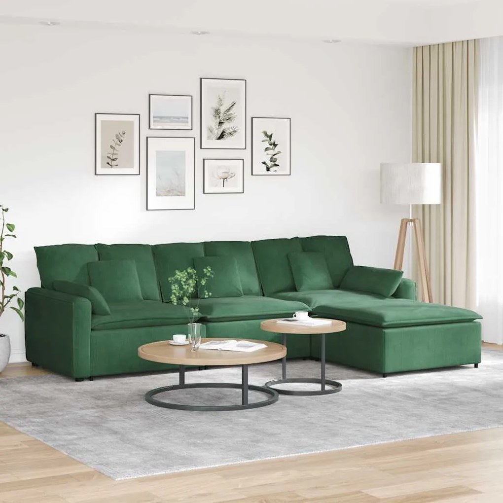 vidaXL Canapea modulară cu taburet și perne, verde închis