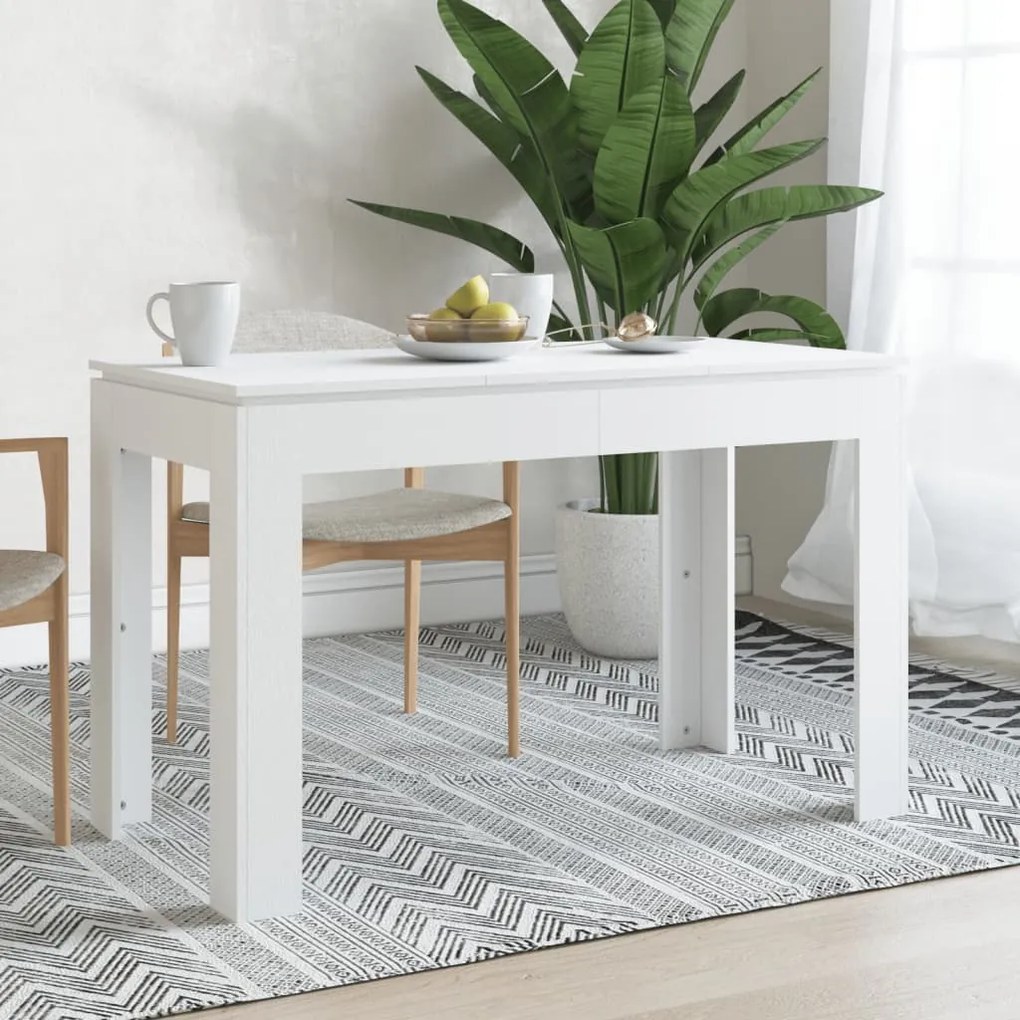 800756 vidaXL Masă de bucătărie, alb, 120x60x76 cm, lemn prelucrat