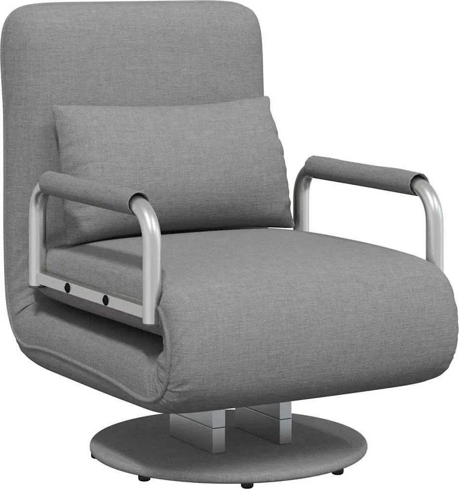 vidaXL Scaun pivotant și canapea extensibilă, gri deschis, textil