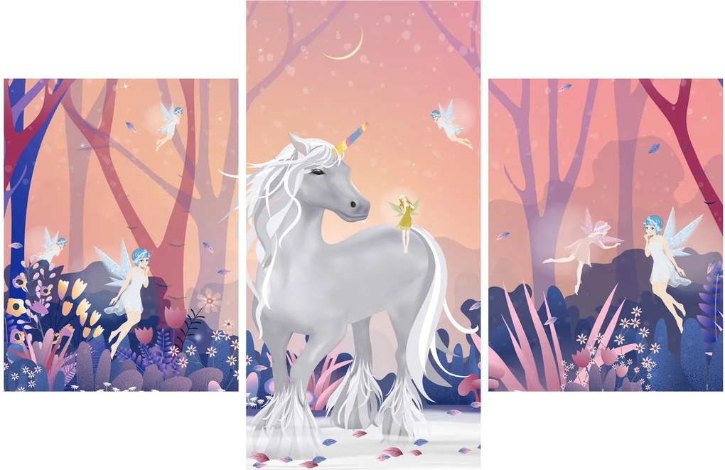 Tablou - Unicorn în pădurea fermecată (90x60 cm)