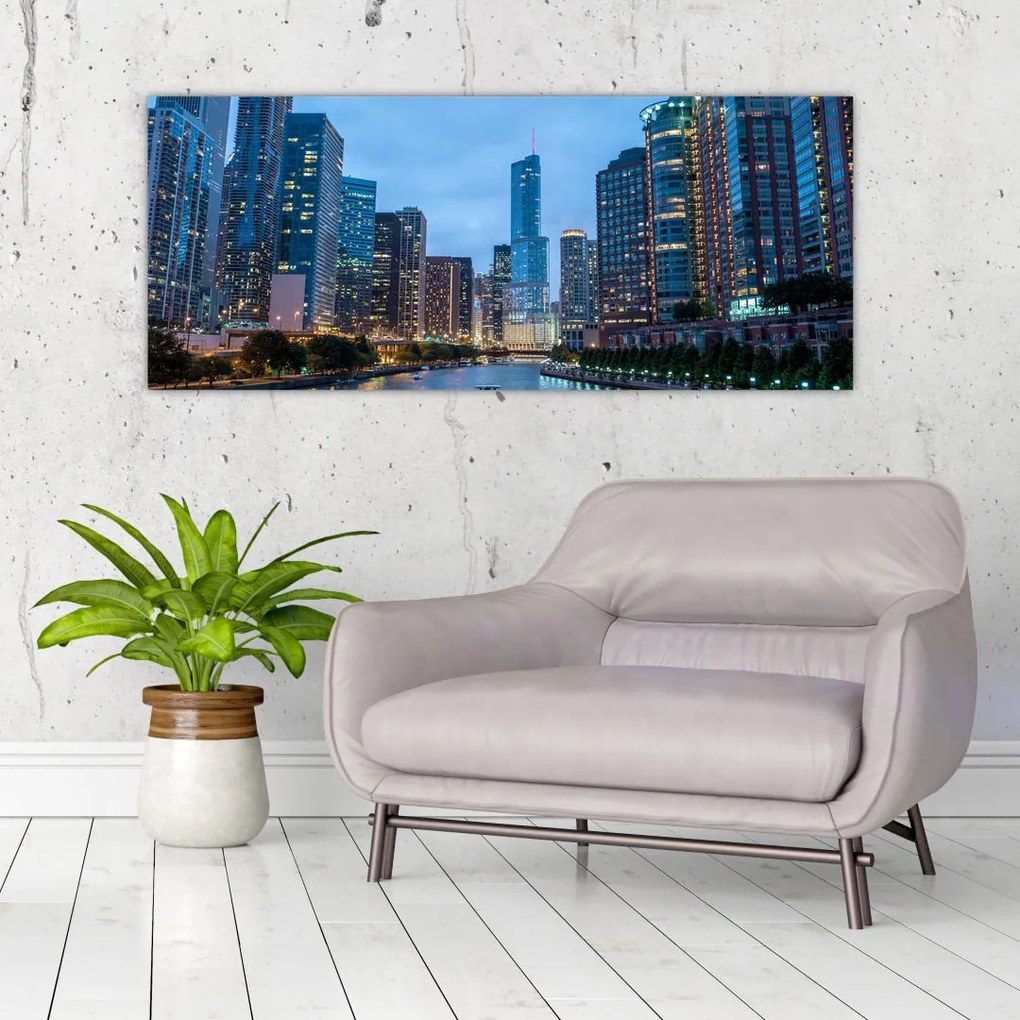 Tablou oraș nocturn (120x50 cm)