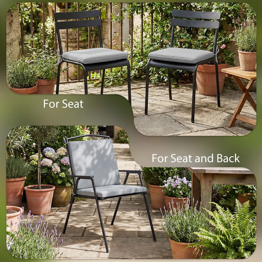 Outsunny Set de 2 perne pentru scaune de grădină, perne rotunde 50 x 50 cm, spumă cu densitate înaltă, antiderapante 50x50 cm gri | Aosom Romania