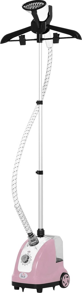 HOMCOM Defroster cu aburi vertical pentru haine 1,4 L 1950 W debit abur 32g/min tija telescopica roz negru | Aosom Romania