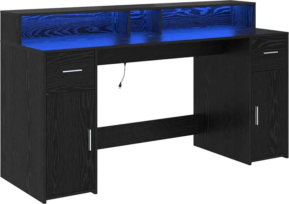 vidaXL Birou cu sertar Stejar negru 160 x 55 x 91 cm Lemn compozit