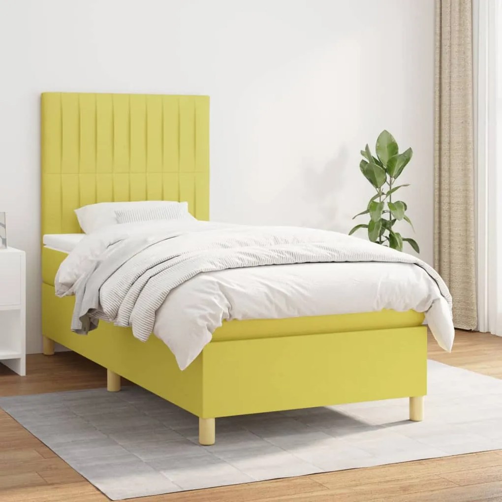 3142456 vidaXL Pat box spring cu saltea, verde, 80x200 cm, textil