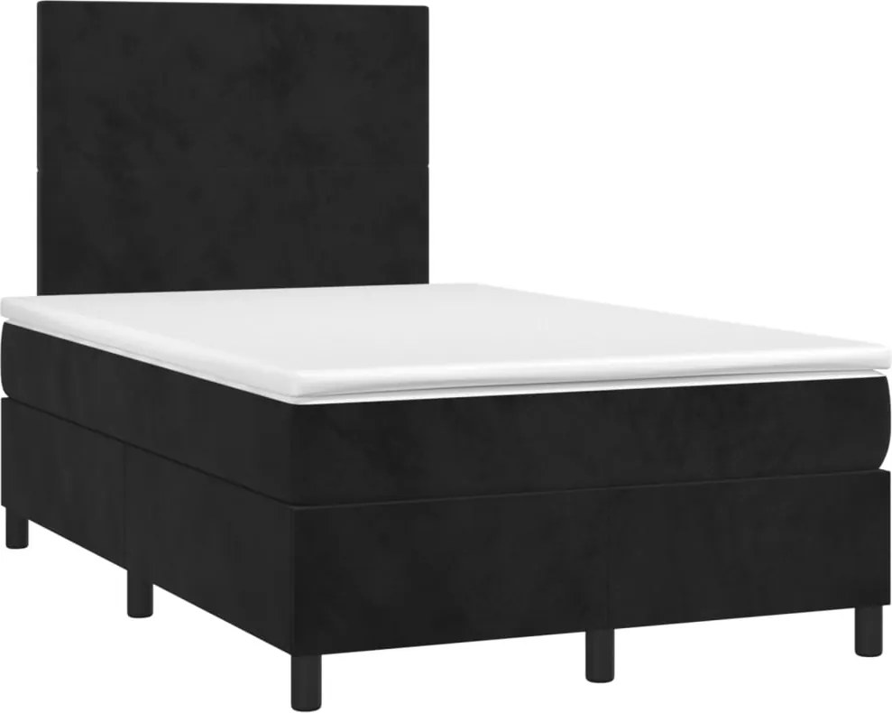 vidaXL Pat box spring cu saltea, negru, 120x190 cm, catifea