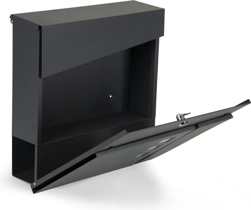 Cutie poștală din oțel galvanizat cu suport pentru ziare antracit