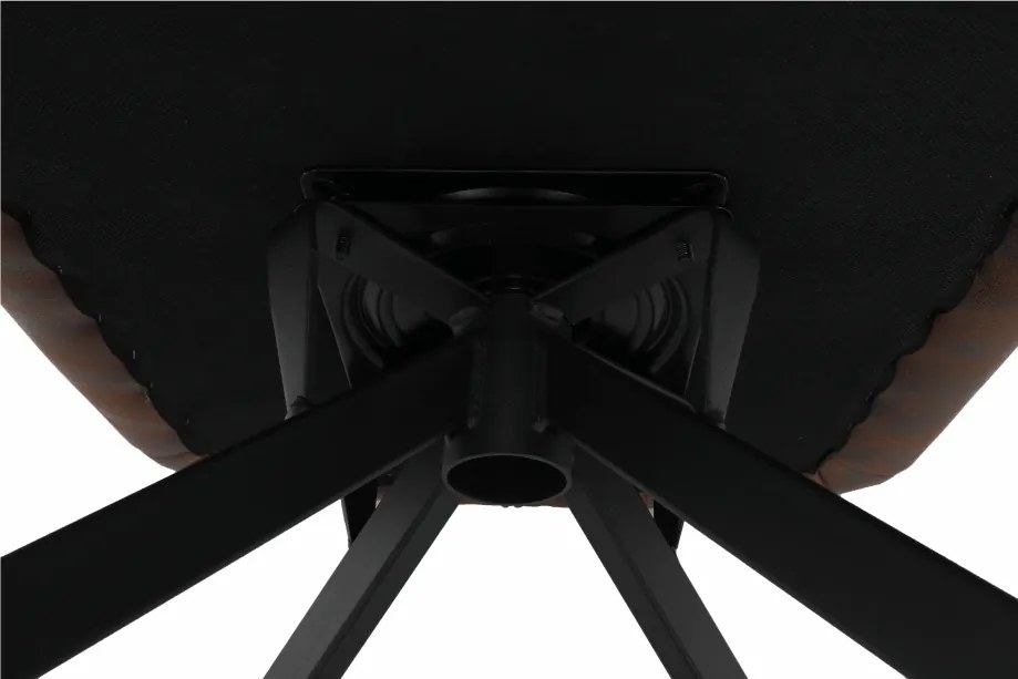 Fotoliu de design rotativ, maro ţesătură cu efect de piele întoarsă/negru, KOMODO
