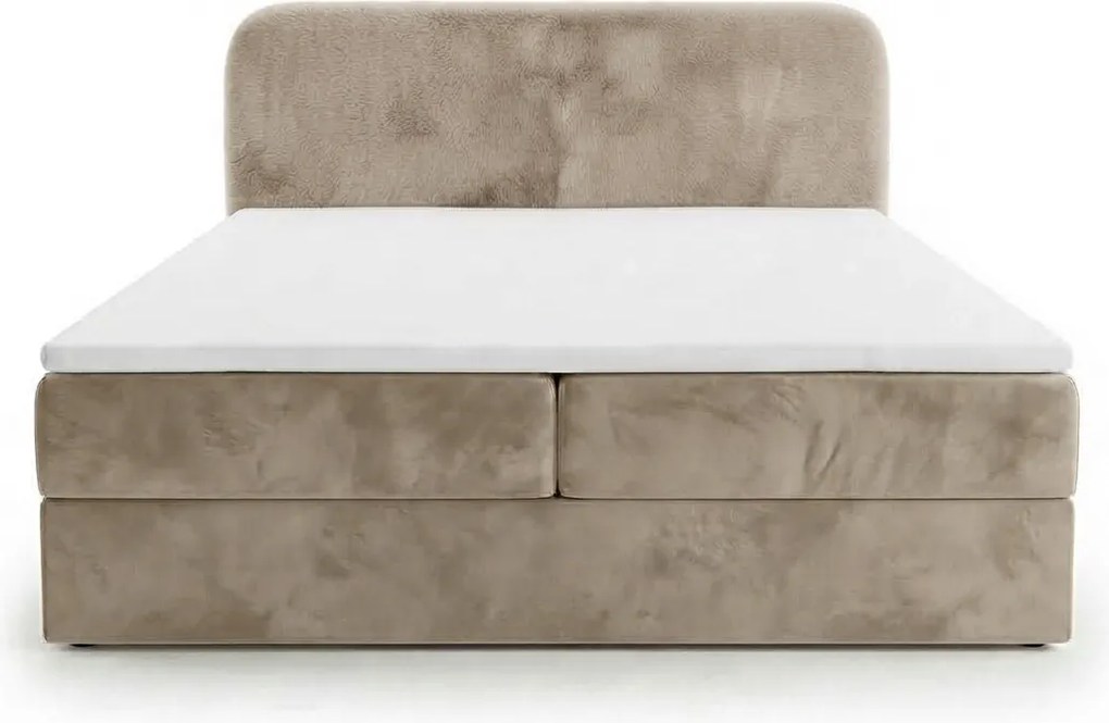 Pat tapitat boxspring FORENA 160x200 cm bej Saltea: Saltea cu arcuri Bonell
