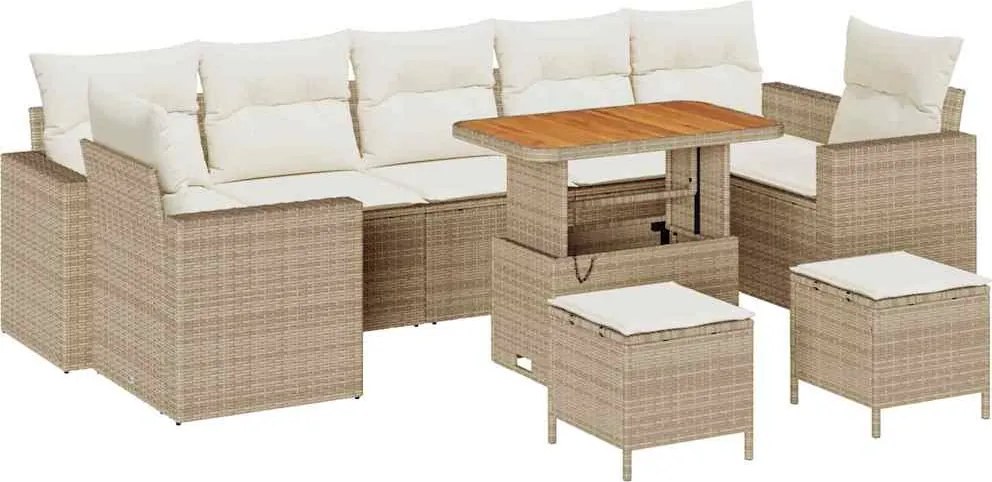 vidaXL Set de canapele pentru grădină 13 pcs Negru și Crem poliratan