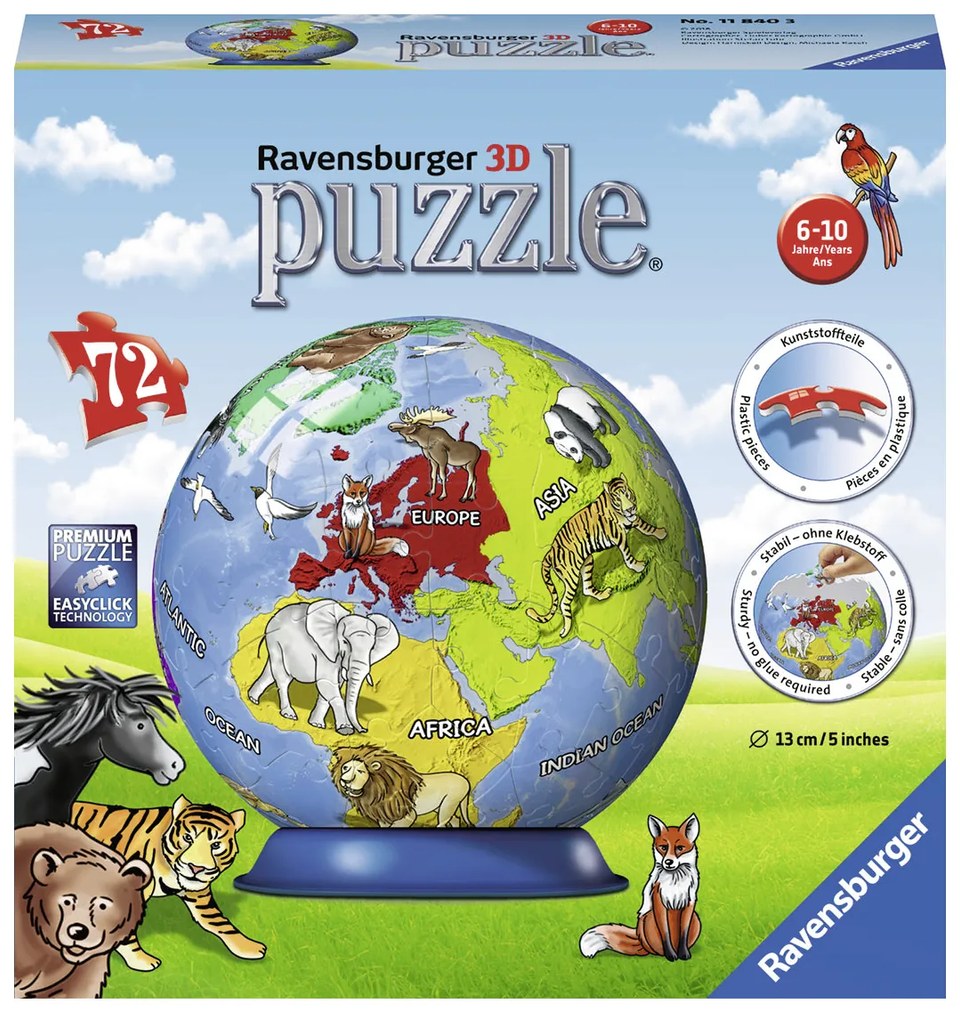 PUZZLE 3D GLOB, 72 PIESE - RAVENSBURGER (RVS3D11840)
