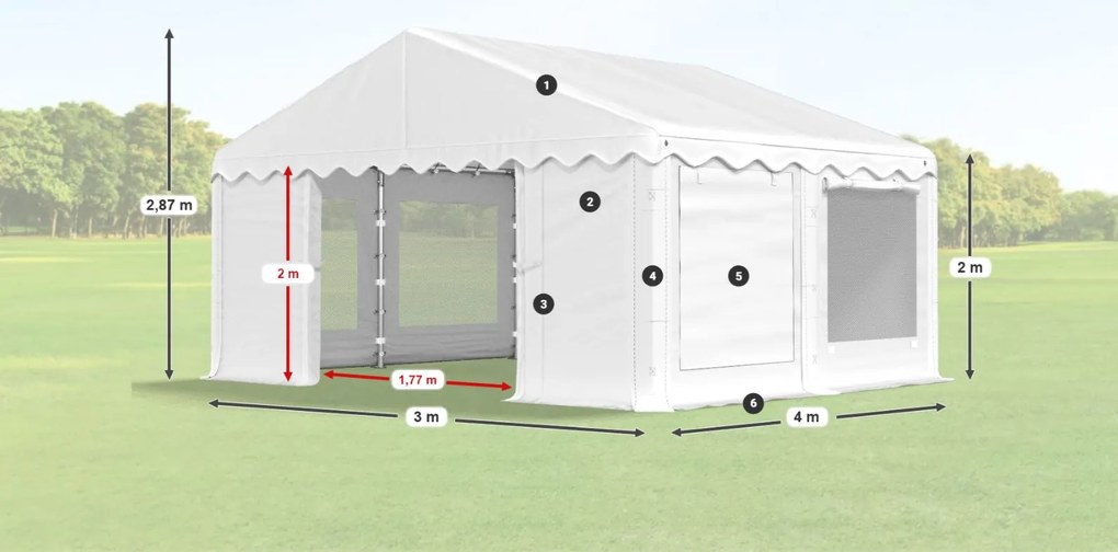 Cort de petrecere 3x4x2m Comfort PE 240g cu plasă împotriva insectelor Summer