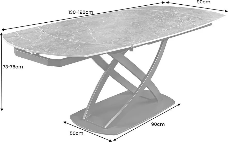 Masa extensibila cu design prin rotire Inception 130-190cm antracit