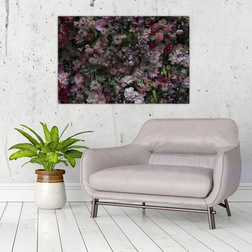 Tablou - Perete de flori (90x60 cm)