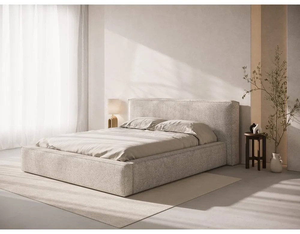 Tăblie de pat bej tapițată 209x100 cm Olivia – Micadoni