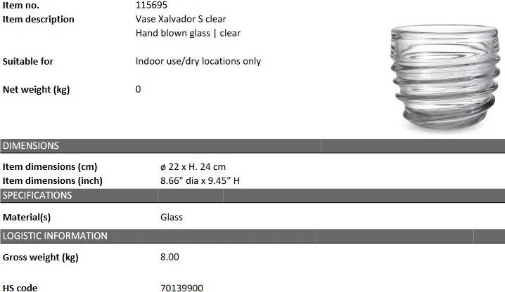 Vaza flori, Vas decorativ Xalvador S, transparent 115695 HZ