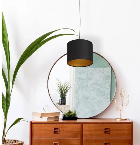 Lustră pe cablu ARDEN 1xE27/60W/230V diametru 18 cm neagră/aurie