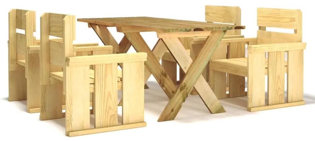 Set mobilier de gradina, 5 piese, lemn de pin tratat