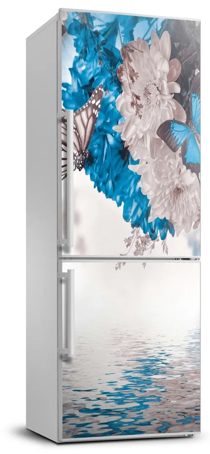 Foto Autocolant pentru piele al frigiderului Flori și fluturi
