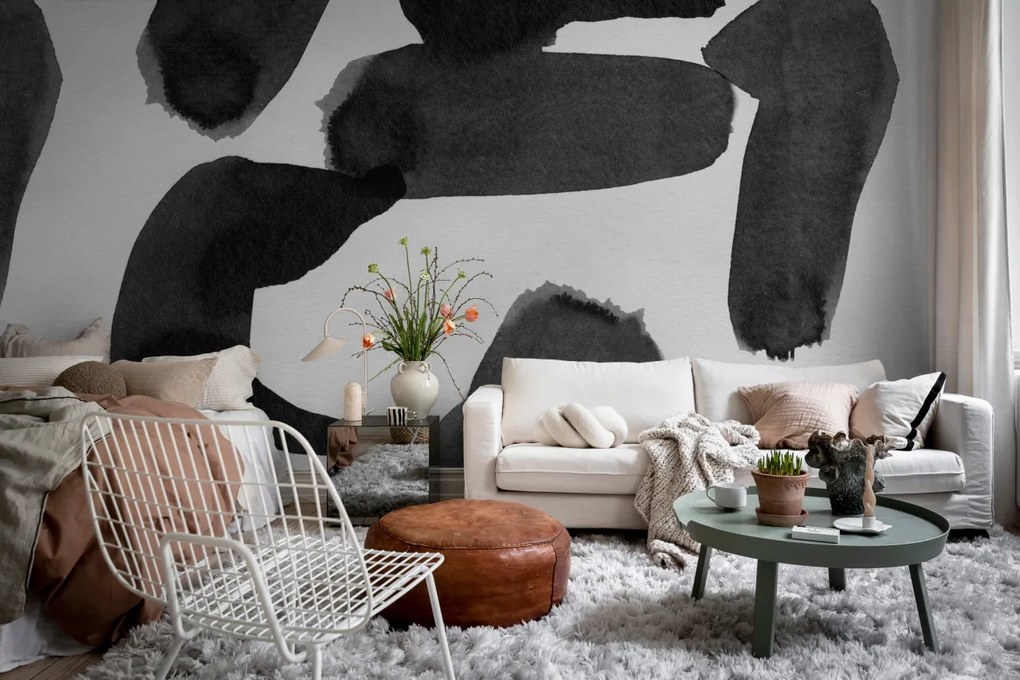 Fototapet, Wiggle Shapes, Graphite, Rebel Walls
