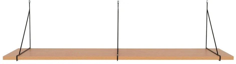 Raft de perete Chiba, furnir cenușă, cadru oțel negru 120x29 cm