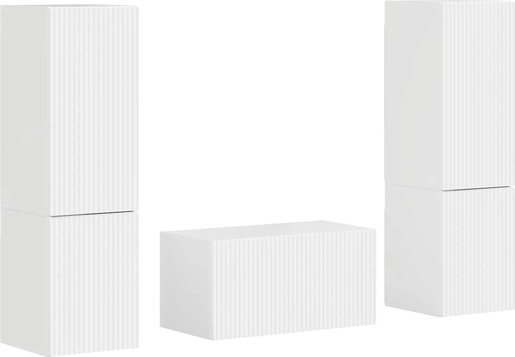 vidaXL Set comodă TV 5 pcs Alb lucios Lemn compozit