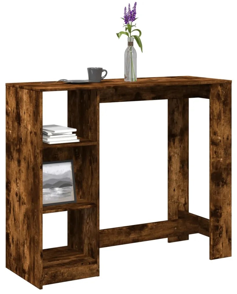 vidaXL Masă de bar cu raft stejar fumuriu 124x46x103,5cm lemn compozit