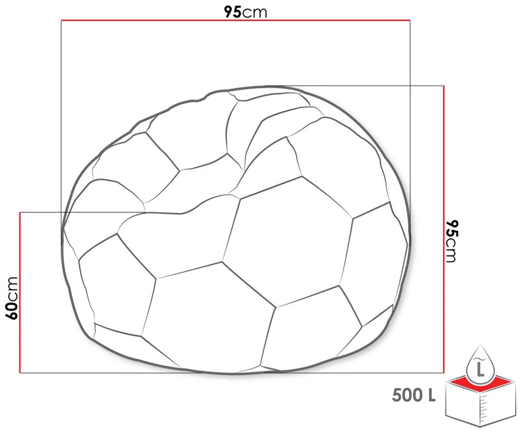 Zondo Fotoliu puf Hannela 500L (Negru piele ecologică + Roșu piele ecologică). 1053996