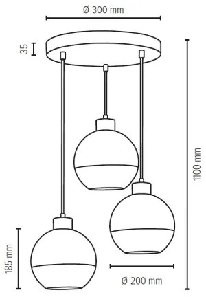 Lustră pe cablu LINEA 3xE27/60W/230V