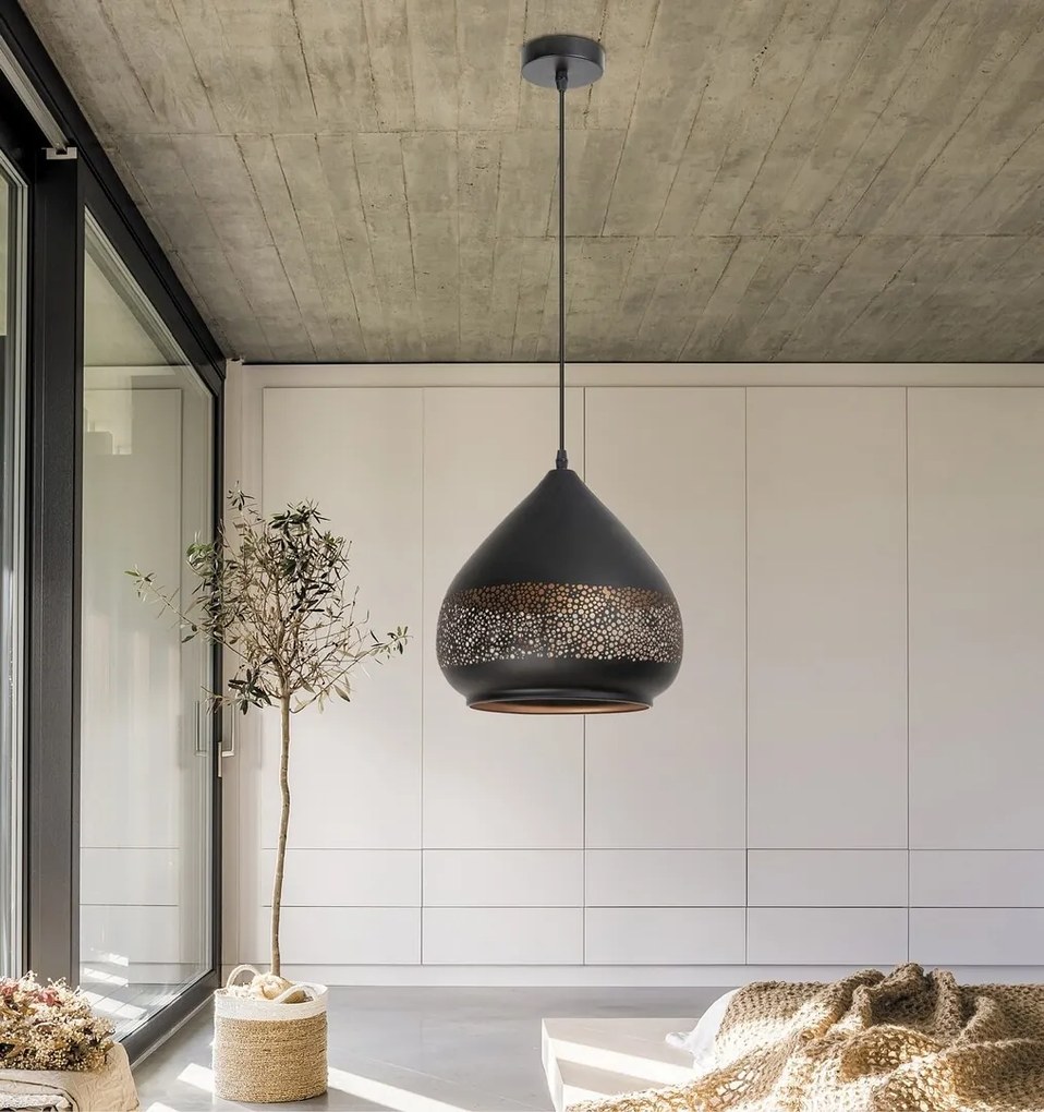 Pendul design industrial metalic negru/auriu KAIA 2278 RX