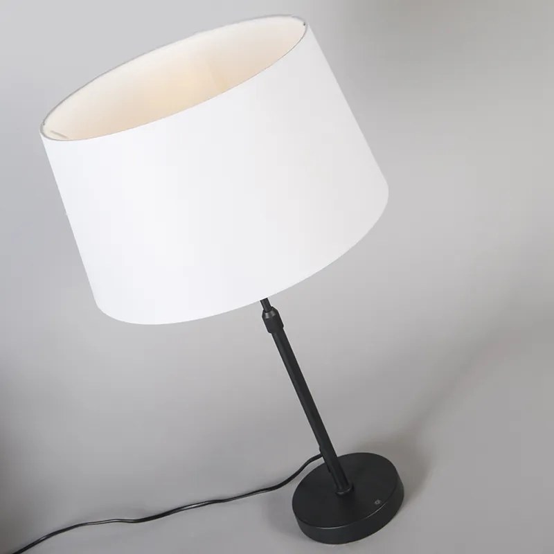 Lampă de masă neagră cu abajur alb 35 cm reglabil - Parte