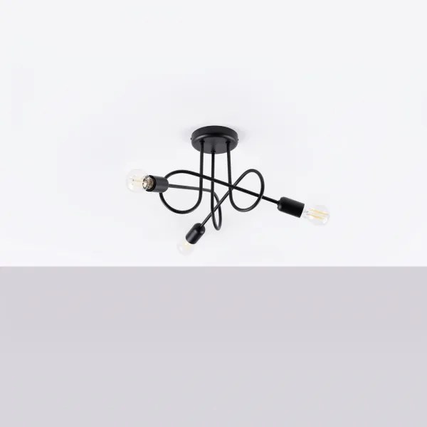Lustră pe tijă Sollux SL.1434 LOOP 3xE27/15W/230V negru