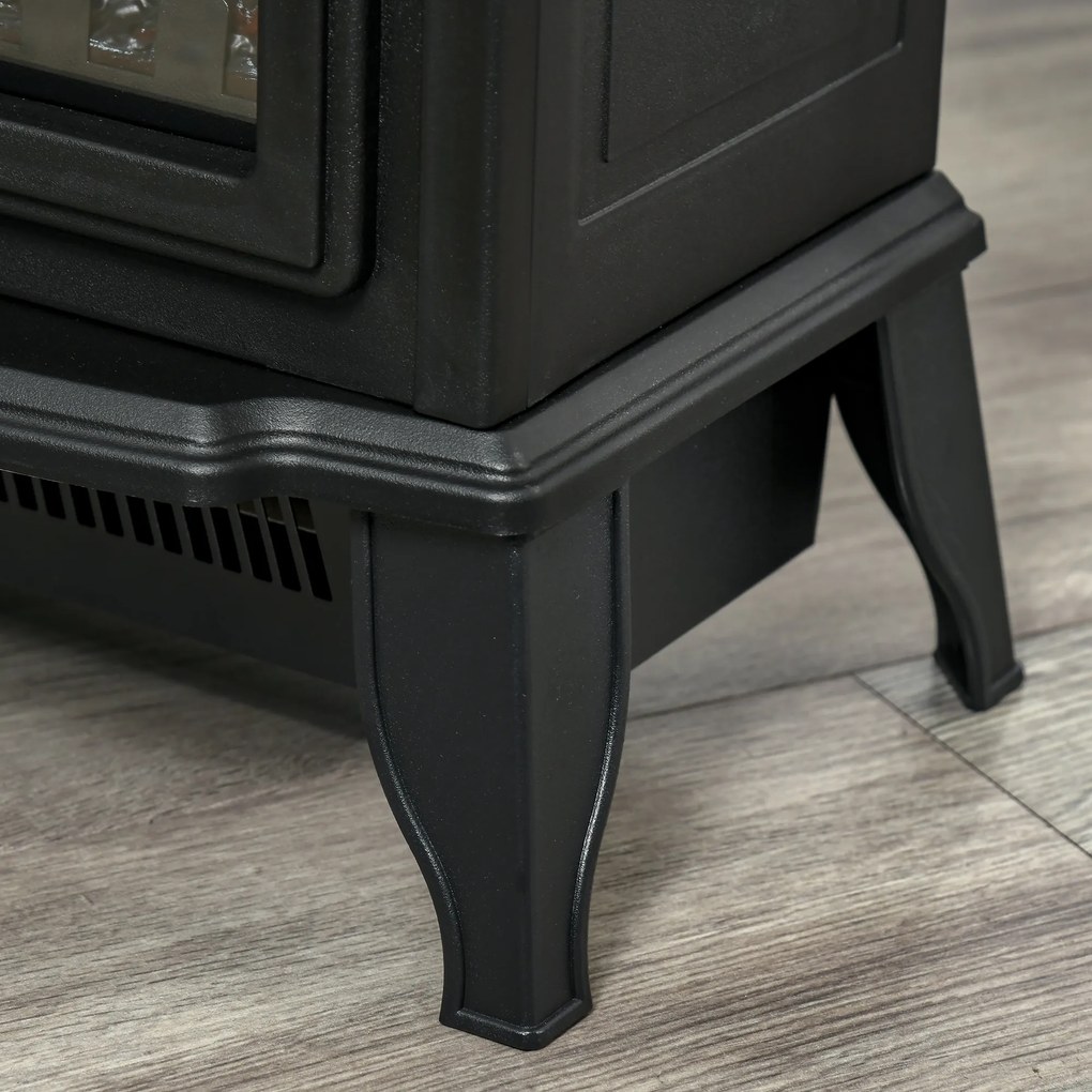 HOMCOM Șemineu Electric Portabil 1000W/2000W din ABS și Sticlă Negru | Aosom Romania