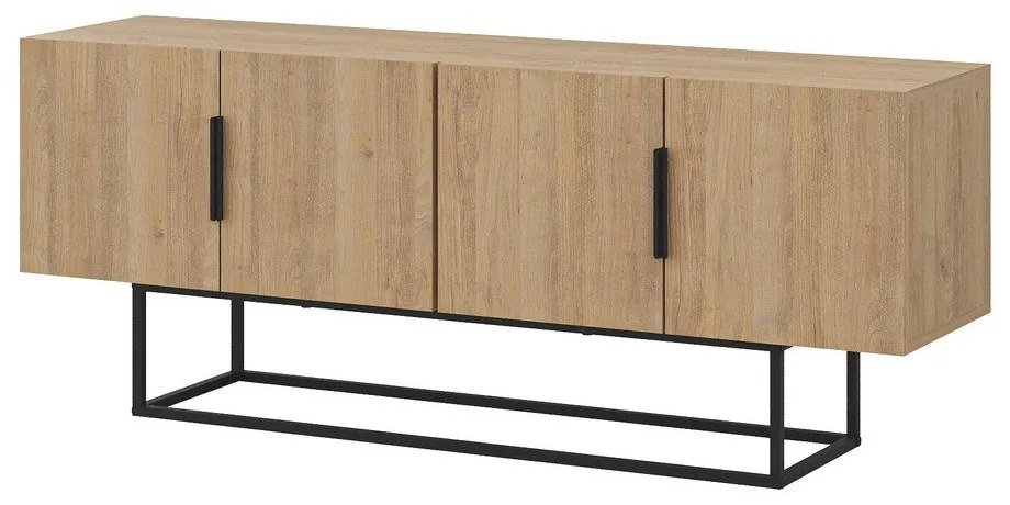 Masă TV în culoare naturală cu aspect de lemn de stejar 140x55 cm Titan – Marckeric