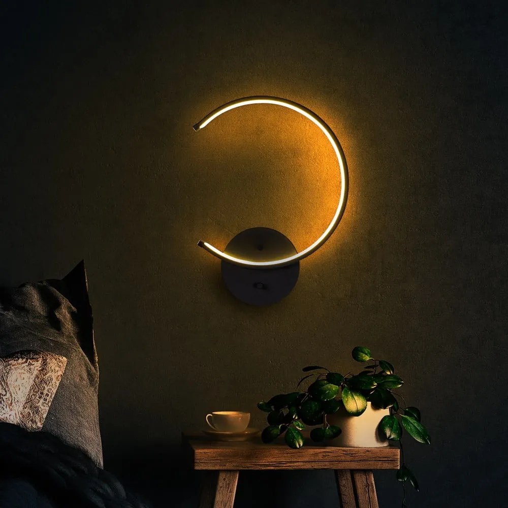 Aplică de perete neagră LED ø 10 cm Moon – Opviq lights