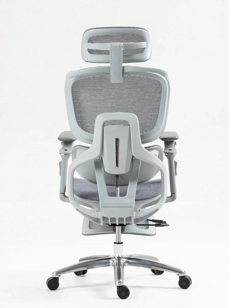 VIGOCHAIR ULTRA PRO VENT Scaun ergonomic, suport lombar cu masaj si incalzire, sezut cu ventilatie, sezut translatie, spatar reglare verticala, cotiere 6D, suport picioare, Full Mesh, Gri