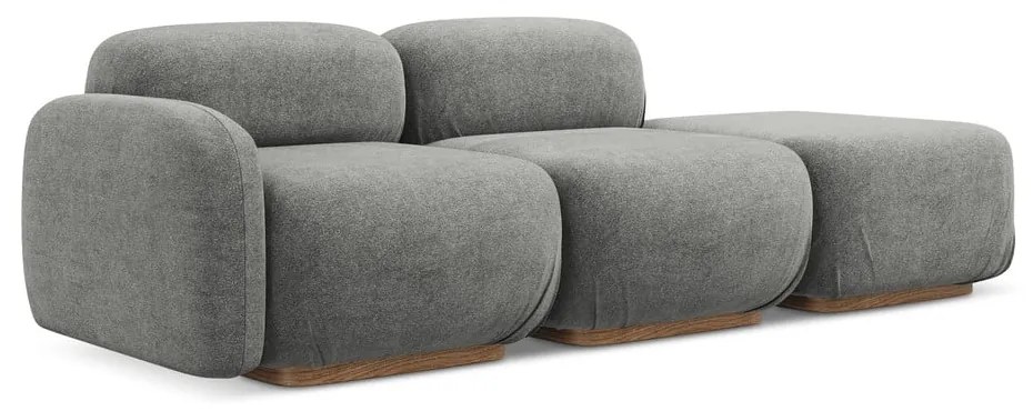 Șezlong modular gri cu tapițerie din țesătură bouclé (cu colț pe partea dreaptă) Ailani – Makamii