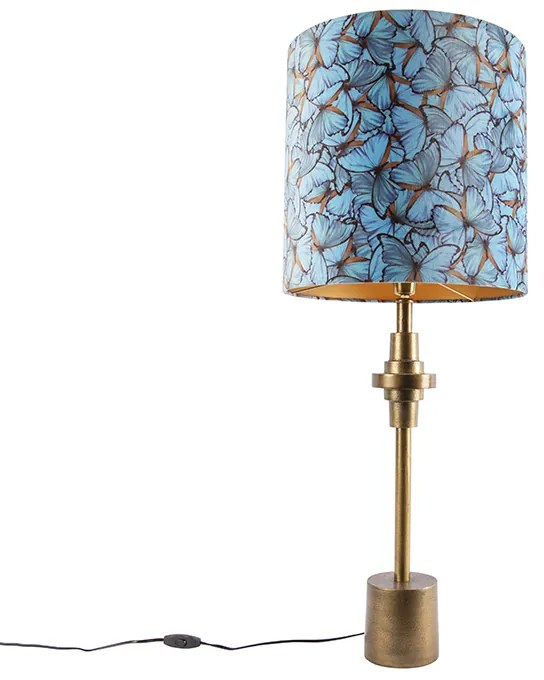 Lampă de masă bronz catifea nuanță fluture design 40 cm - Diverso