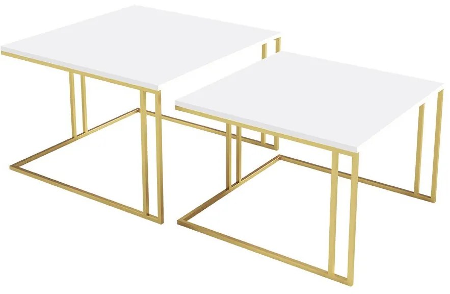 Set 2 măsuțe cafea Froyd Gold (auriu + Marmură Alb) . 1105863