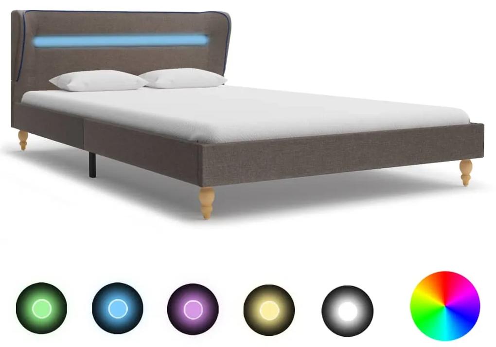 280613 vidaXL Cadru de pat cu LED-uri, gri taupe, 120x200 cm, material textil
