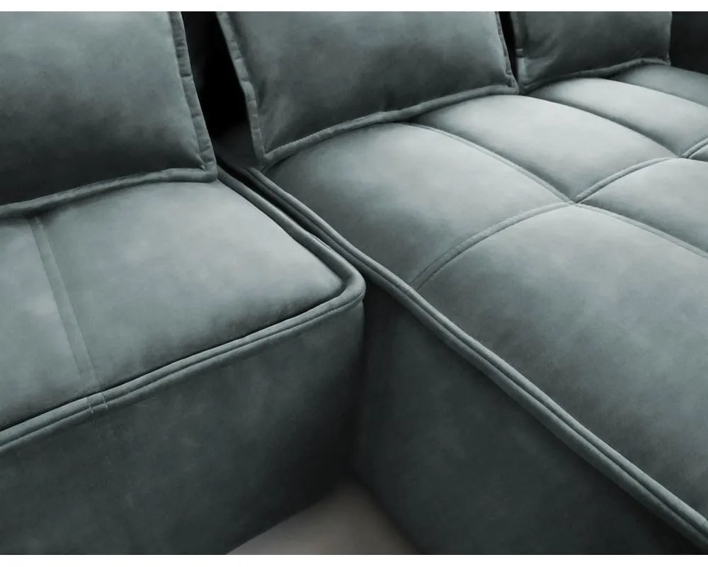 Colțar verde extensibil/cu spațiu de depozitare cu tapițerie din catifea (cu colț pe partea dreaptă/cu șezlong) Campo – ELTAP