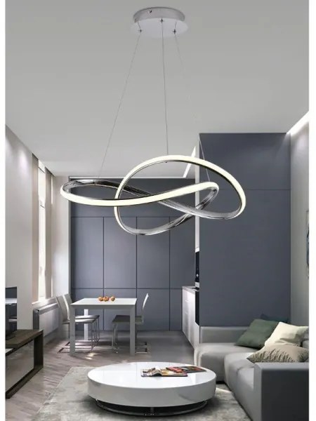 Lustră LED dimabilă pe cablu LED/70W/230V 3000-6500K d. 60 cm crom + telecomandă