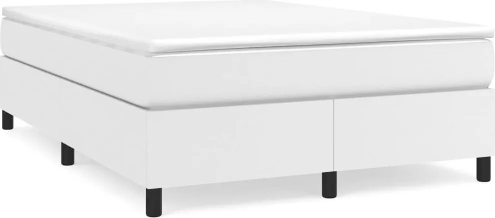 vidaXL Cadru de pat cu arcuri, alb, 140x190 cm, piele ecologică