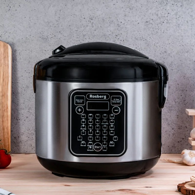La mâna a doua: Multicooker cu 31 programe Rosberg R51985F5, 780W, 5L, Acoperite antiaderenta, Inox