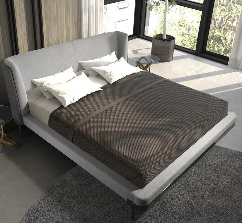 Pat dublu tapitat design LUX Light grey 180x200cm