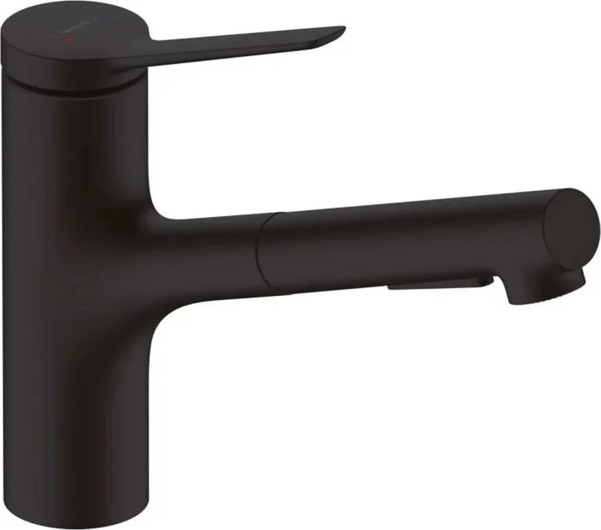 Baterie bucatarie cu dus extractibil Hansgrohe Zesis M33 negru mat 2 tipuri de jet
