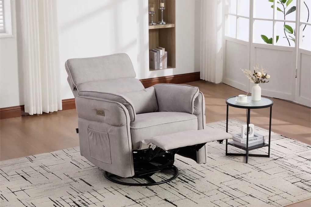 Fotoliu recliner electric dumonde cu funcție de balansare ,rotire și incarcare USB C Tavero